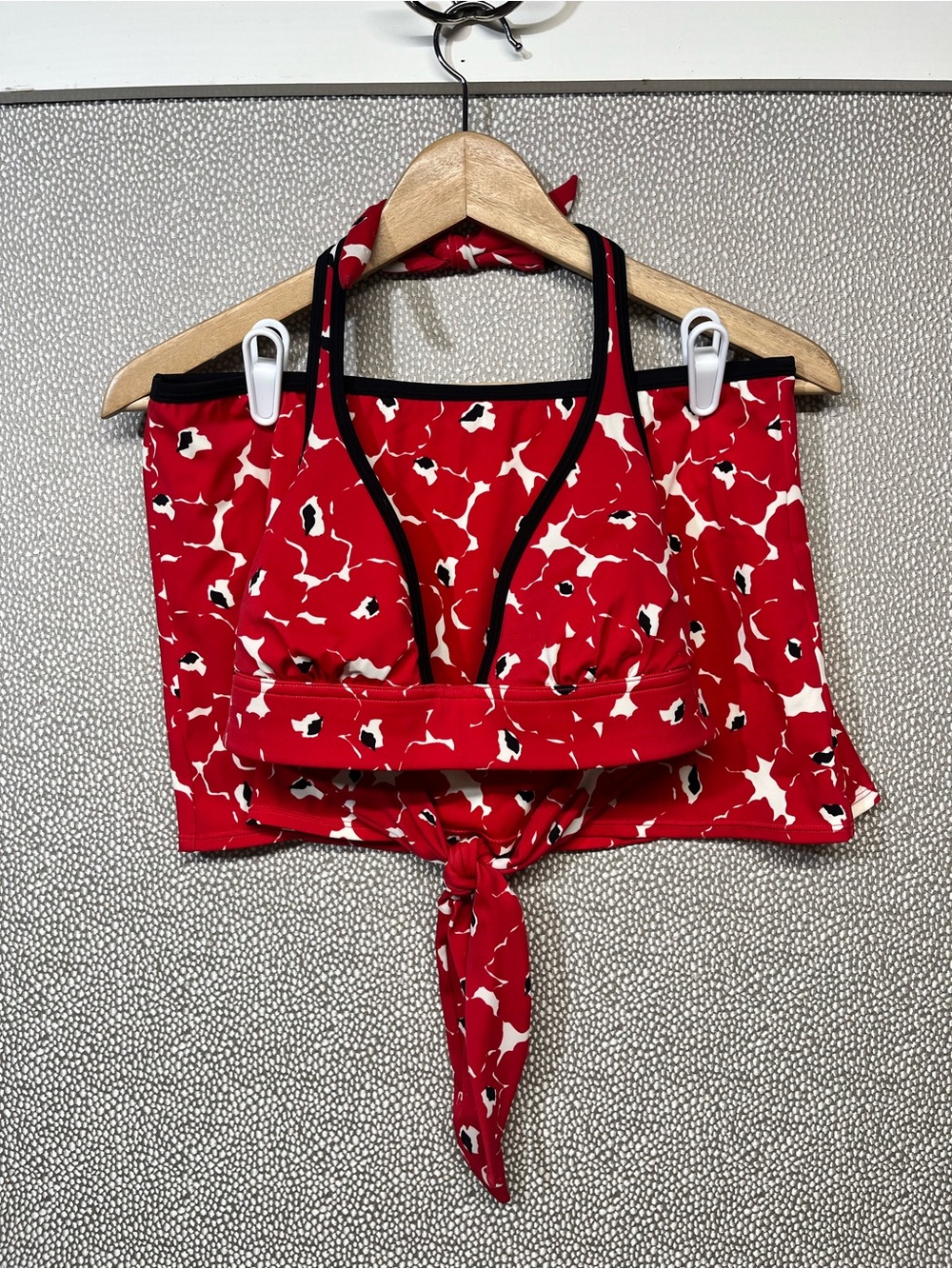 M Victoria’s Secret Red Floral Printed Tie Bikini Top with Swim Skirt Swimsuit